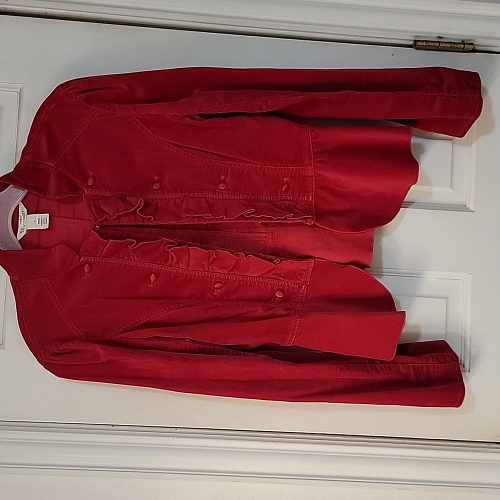 WHBM Red Velvety Jacket, Size 0. Great for the holidays and beyond!